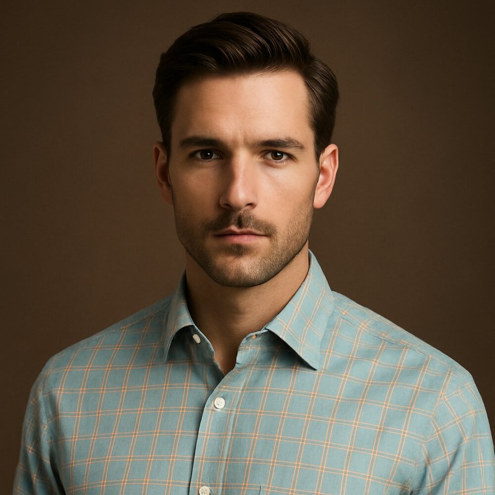 Alan Flusser Blue Plaid Long Sleeve Button-Down Shirt – Size Large